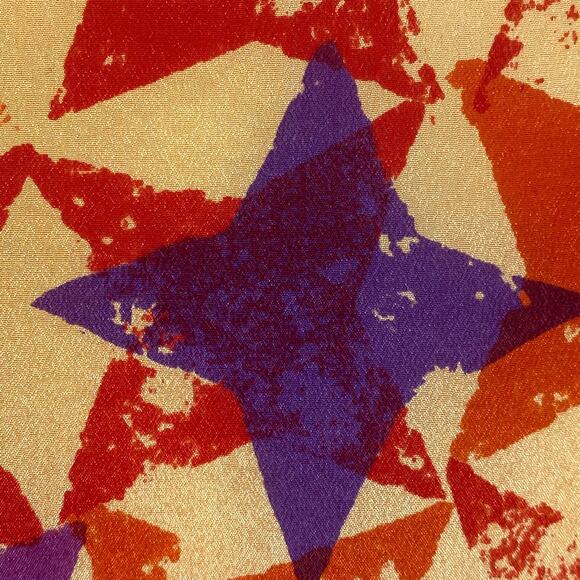 VERA NEUMANN Scarf Silk Hand Rolled Star Print Wrap Square Orange 29" VTG USA - Picture 6 of 12